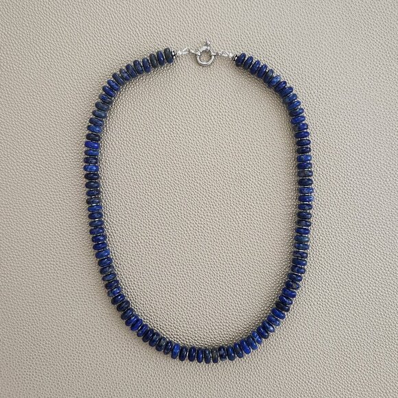 LAPIS SEMI-PRECIOUS GEMSTONE NECKLACE--18" - Picture 2 of 2